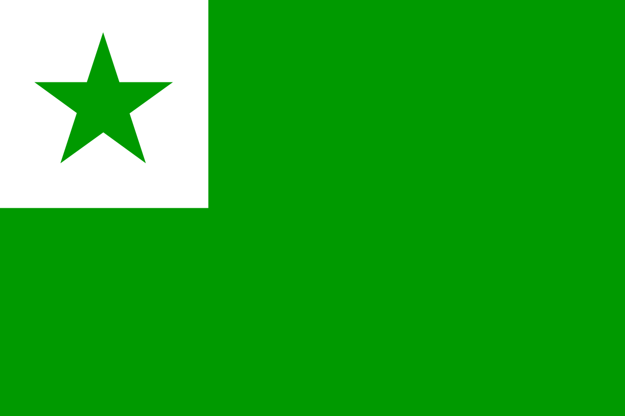 Die Esperanto Flagge zeigt einen grünen Stern auf weißem Grund 