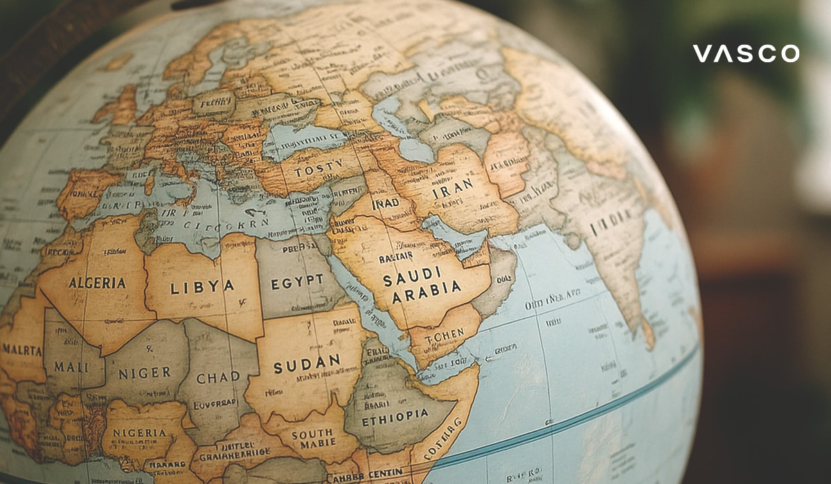 Ein Globus, auf dem Afrika und die arbaische Halbinsel zu sehen sind