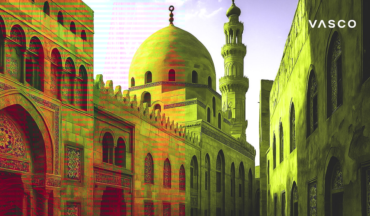 Eine Moschee in einer arabischen Stadt